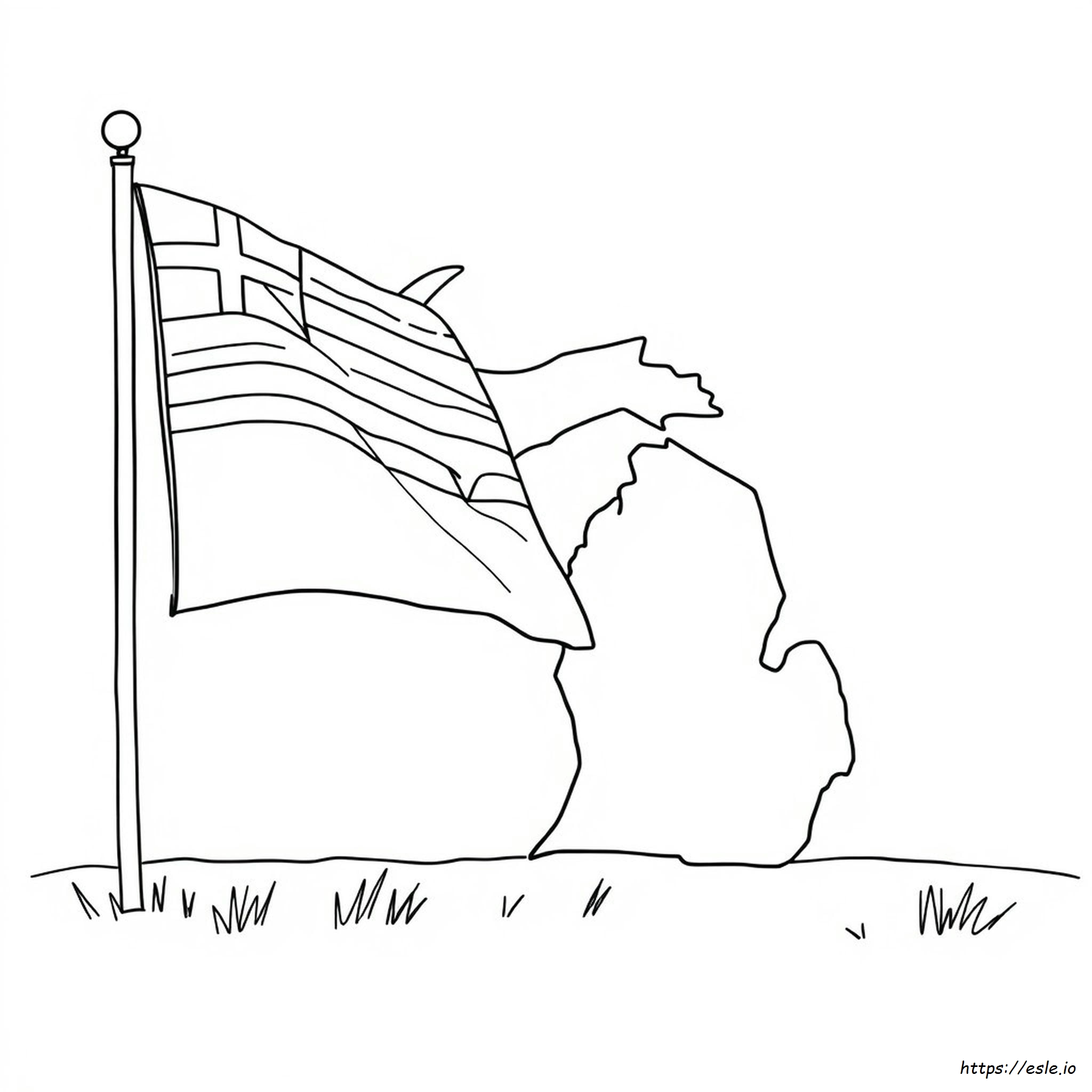 Bendera Negara Bagian Michigan Gambar Mewarnai