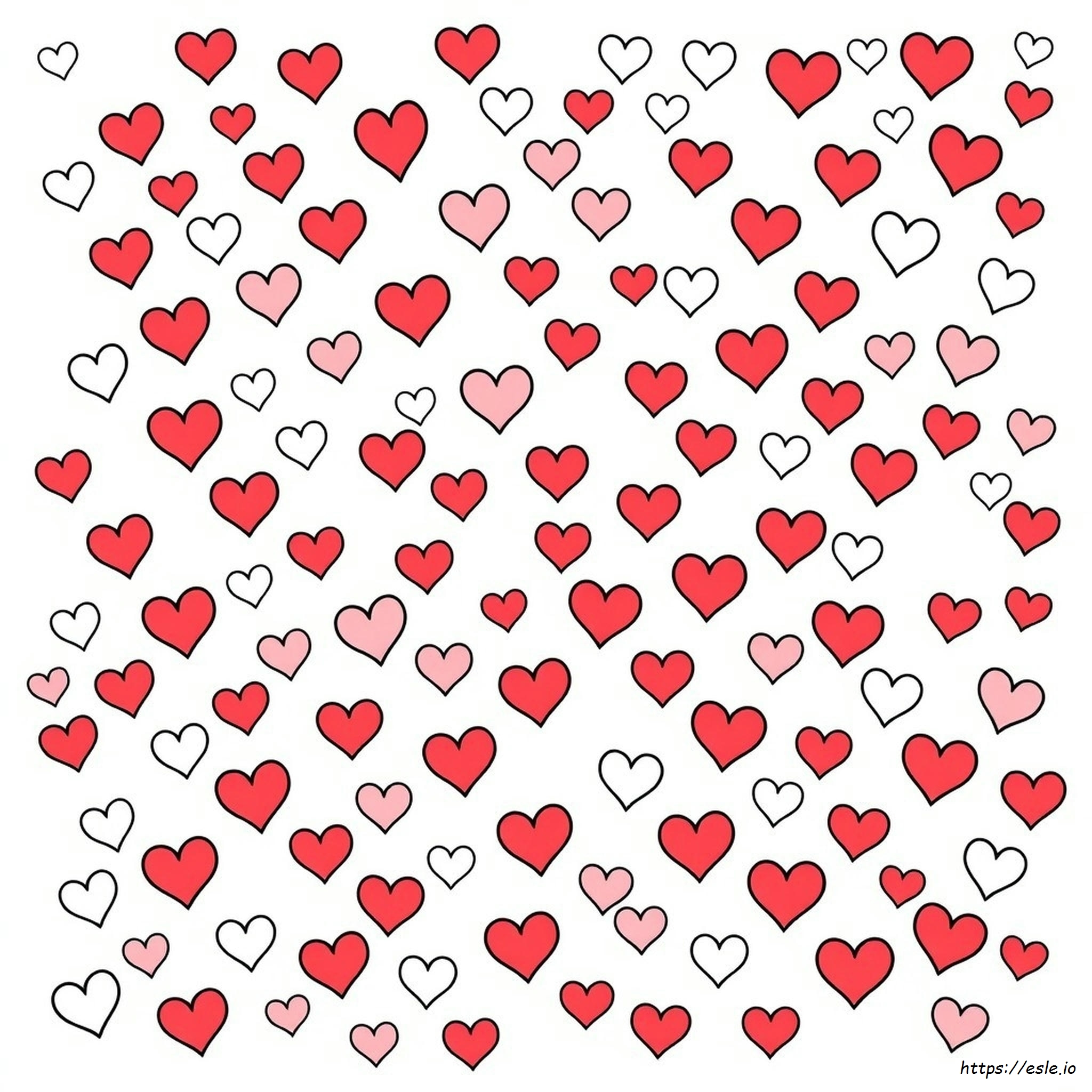100 Hearts Coloring Page