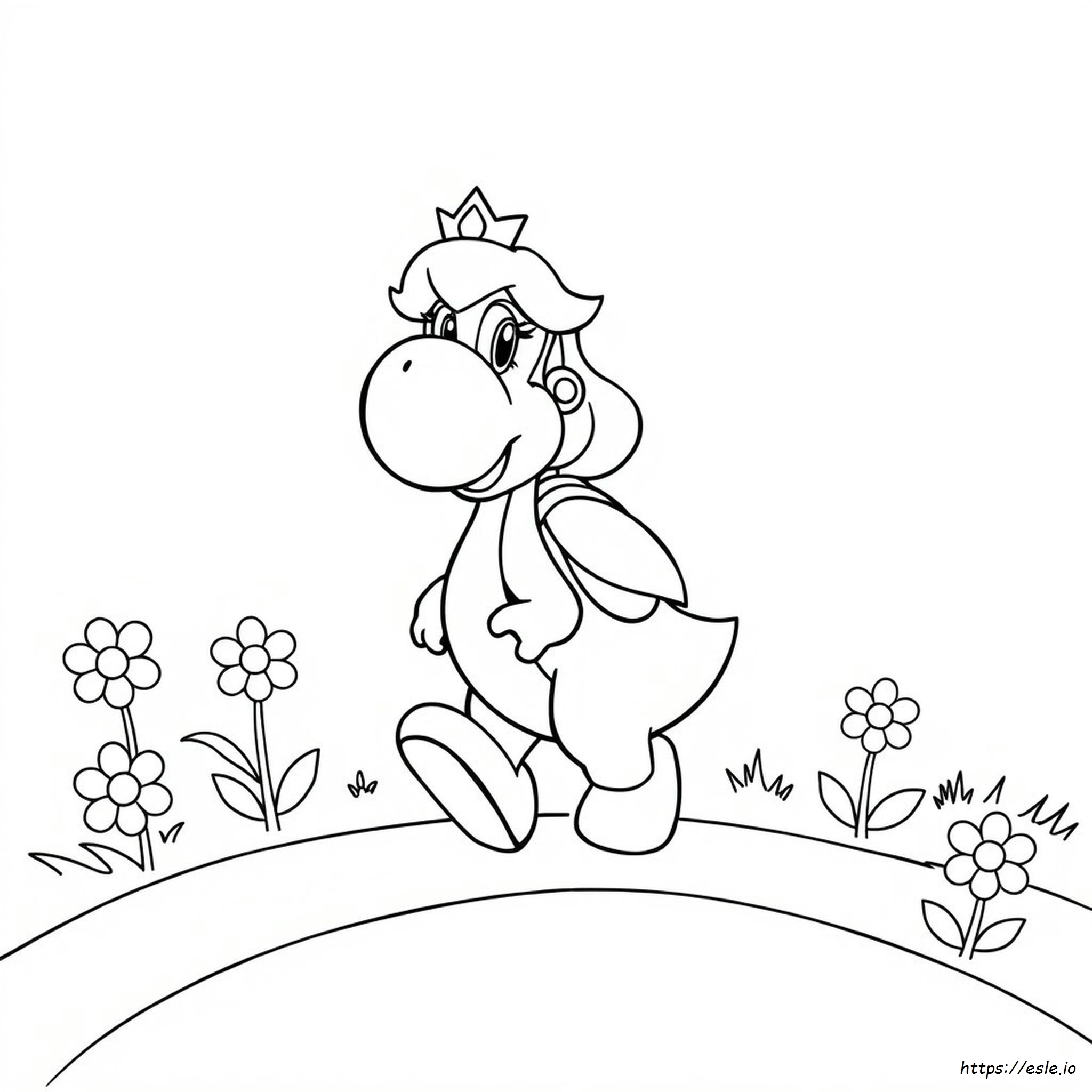 Princess Peach And Yoshi Coloring Page