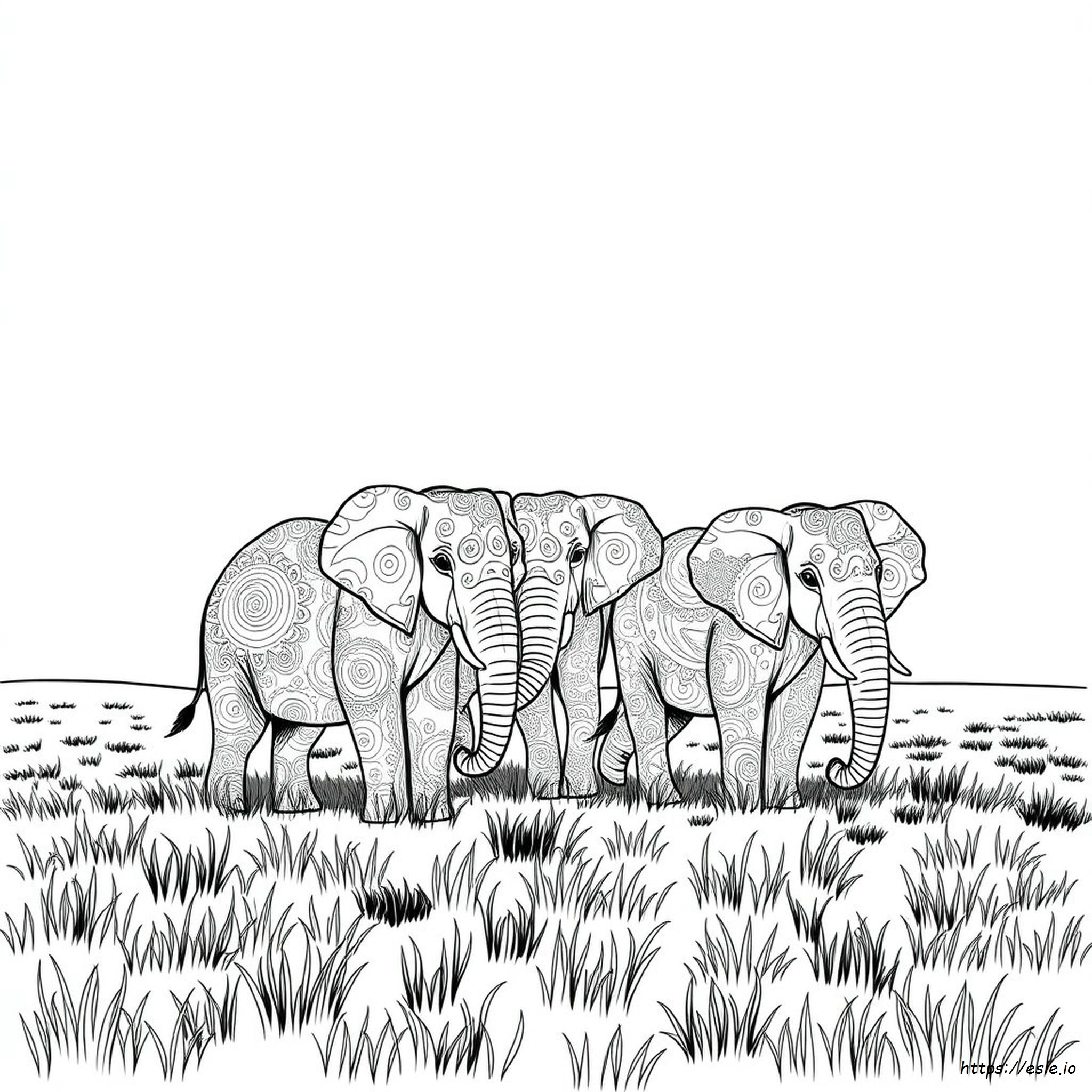 Gambar Mewarnai Gajah Paisley Untuk Dicetak