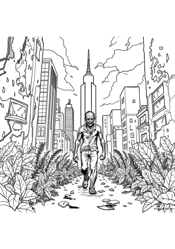Detailed Zombie Coloring Pages For Adults