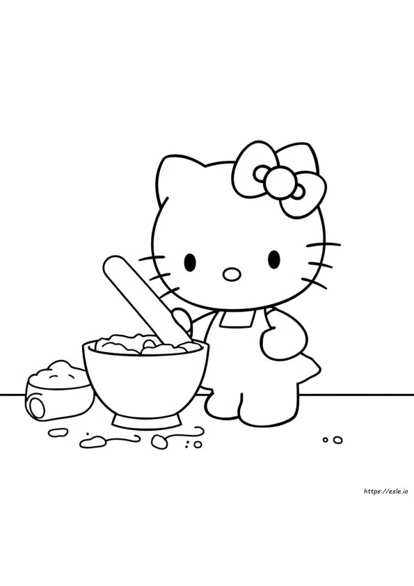 Hello Kitty Baking Coloring Pages