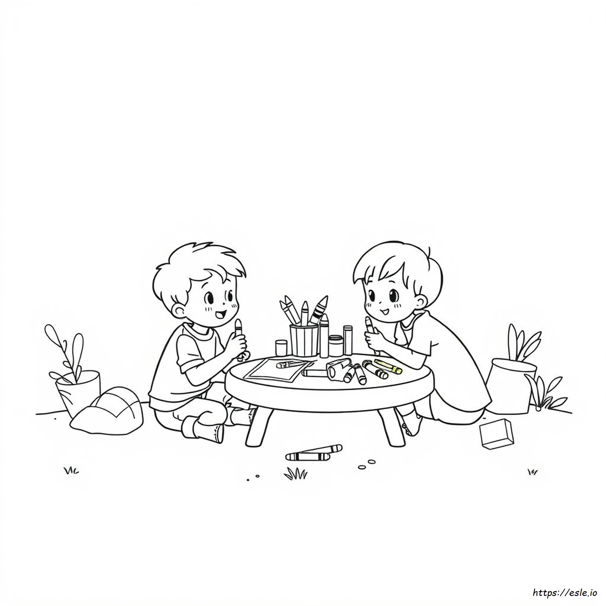 Anak-Anak Bermain Mewarnai Gambar