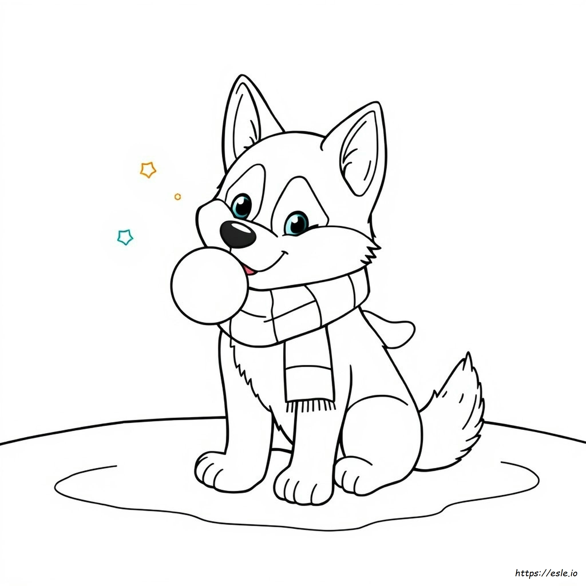 Little Husky Cute Husky Coloring Pages