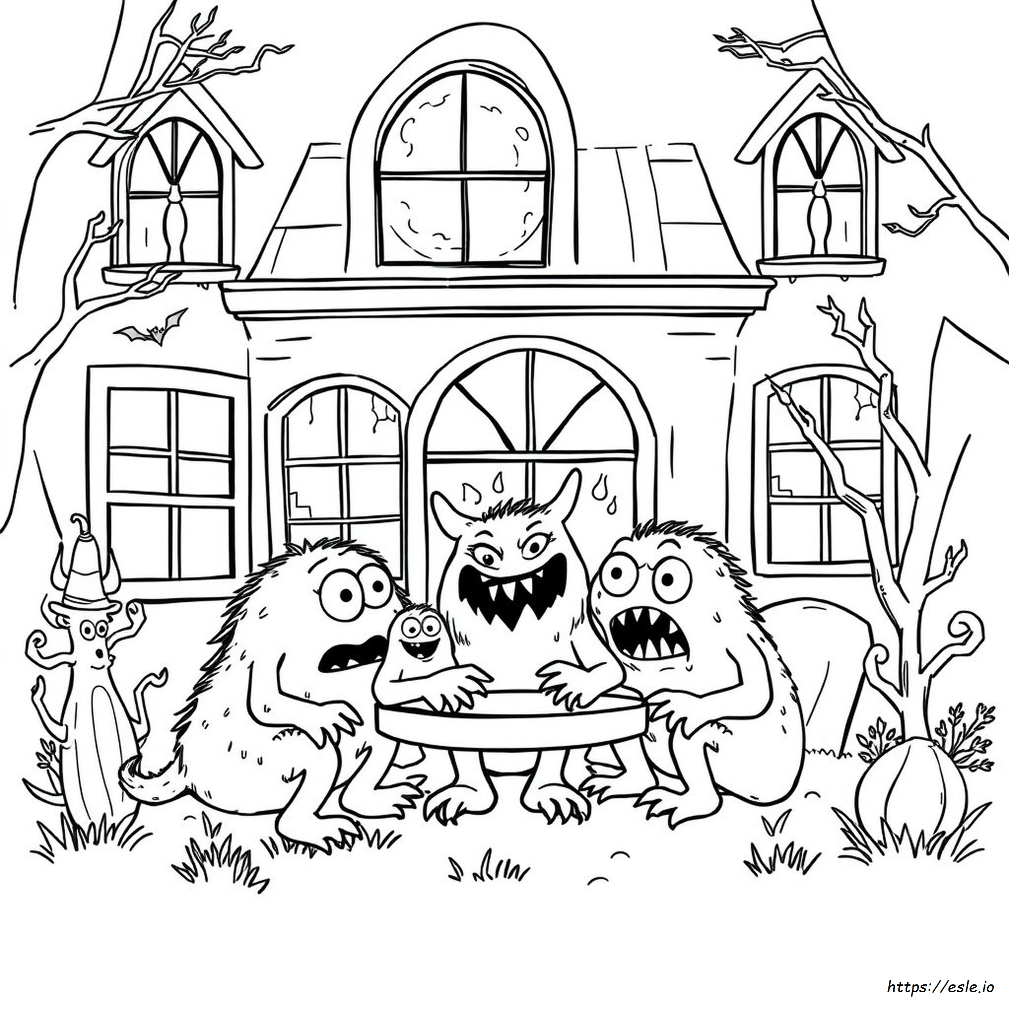 Halaman Mewarnai Keluarga Monster