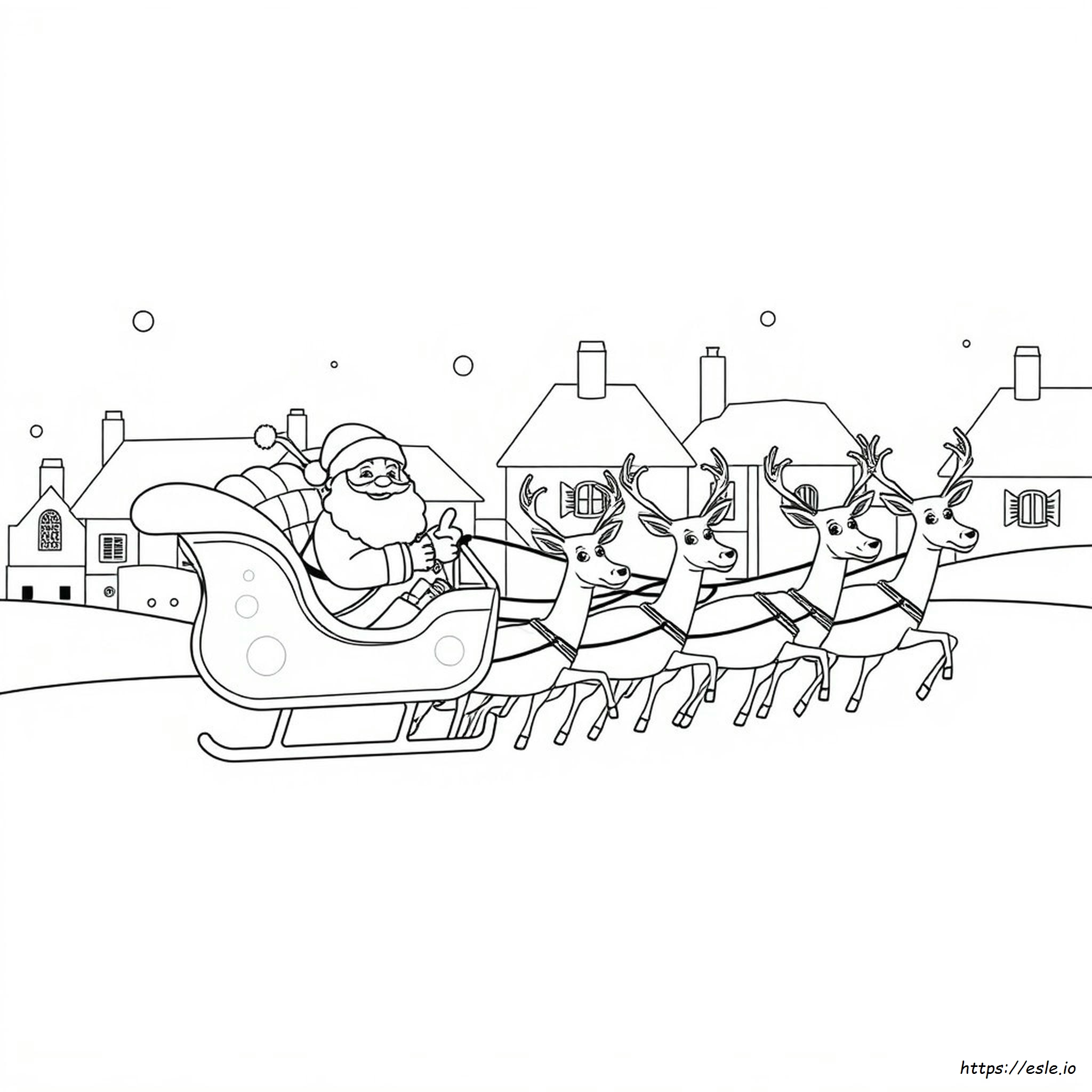 Santa And Reindeer Coloring Sheets