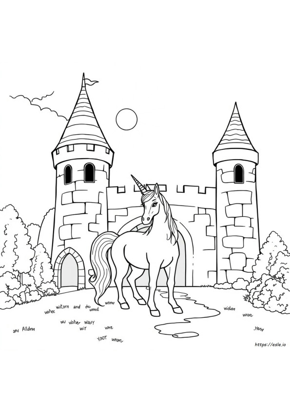 Unicorn Castle Coloring Page