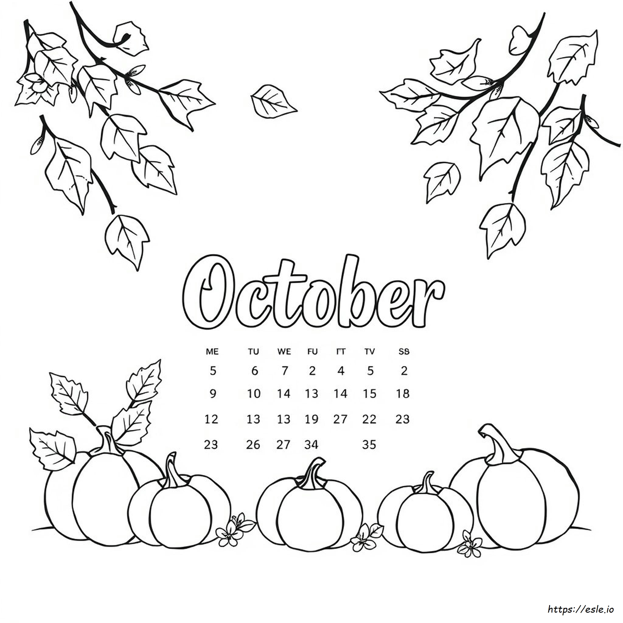 Calendar De Colorat Octombrie 2022