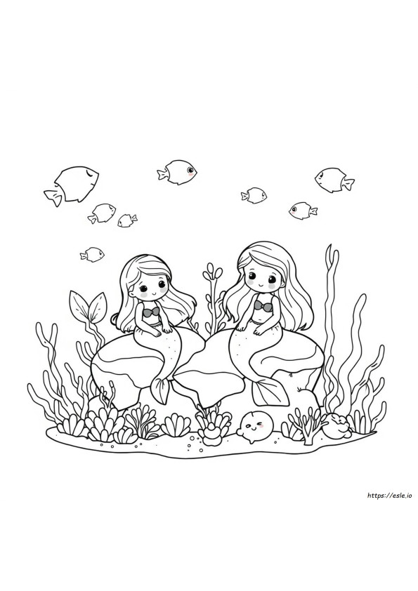 Kawaii Mermaid Coloring Pages