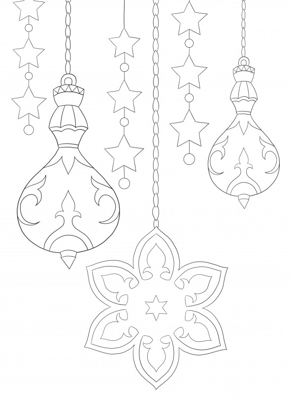 Ornamente frumoase pentru bradul de Crăciun gata să fie imprimate fără colorare