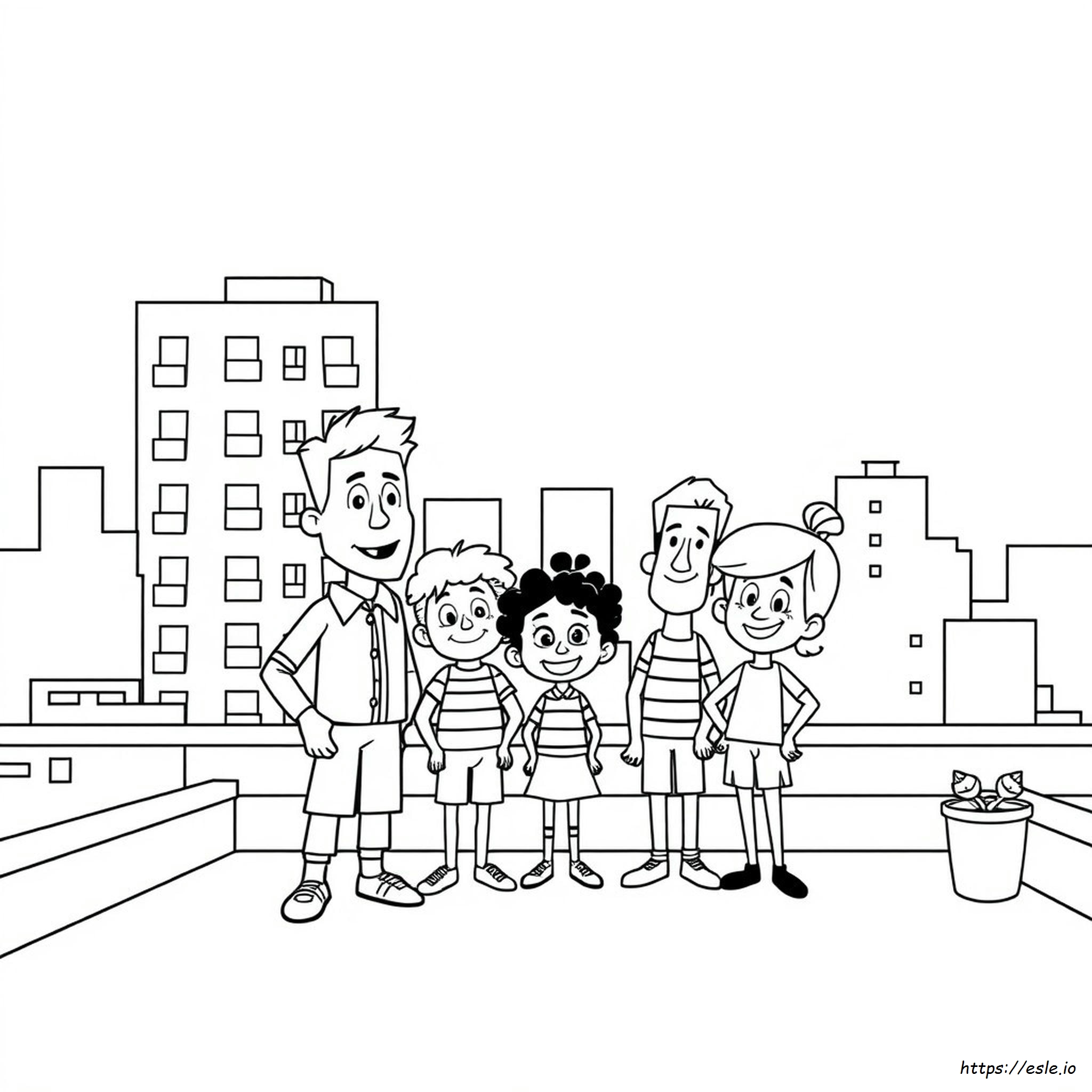 Gürültücü Aile Boyama Sayfası