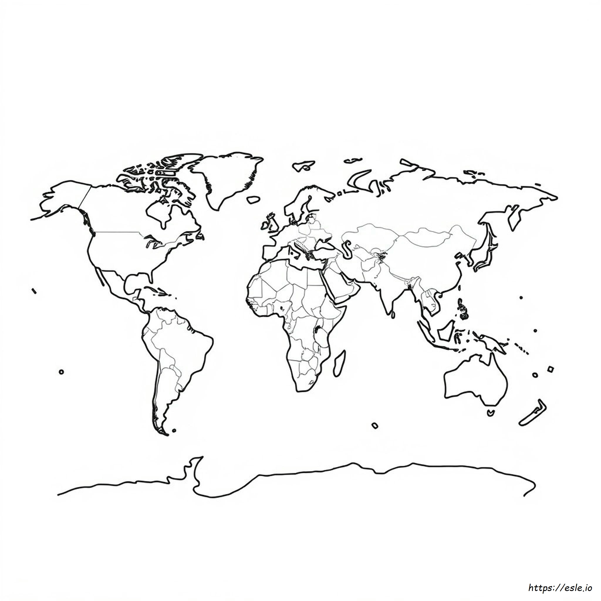 World Map Coloring Page With Continents
