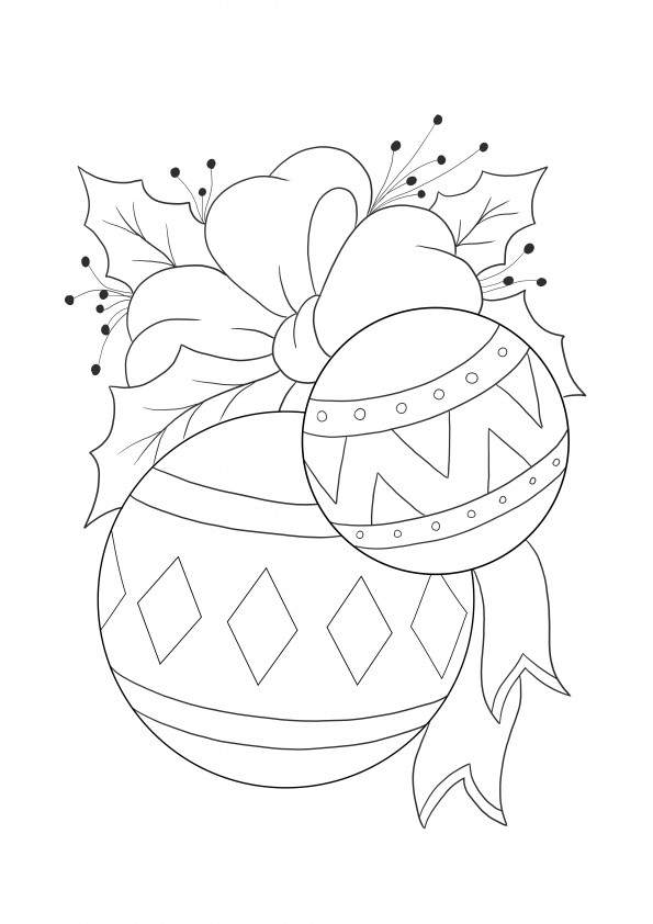 Christmas bauble and bow free to download or print for easy coloring