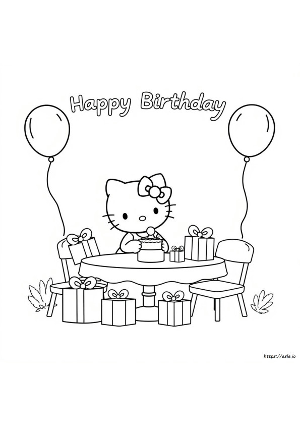 Hello Kitty Birthday Coloring Sheet