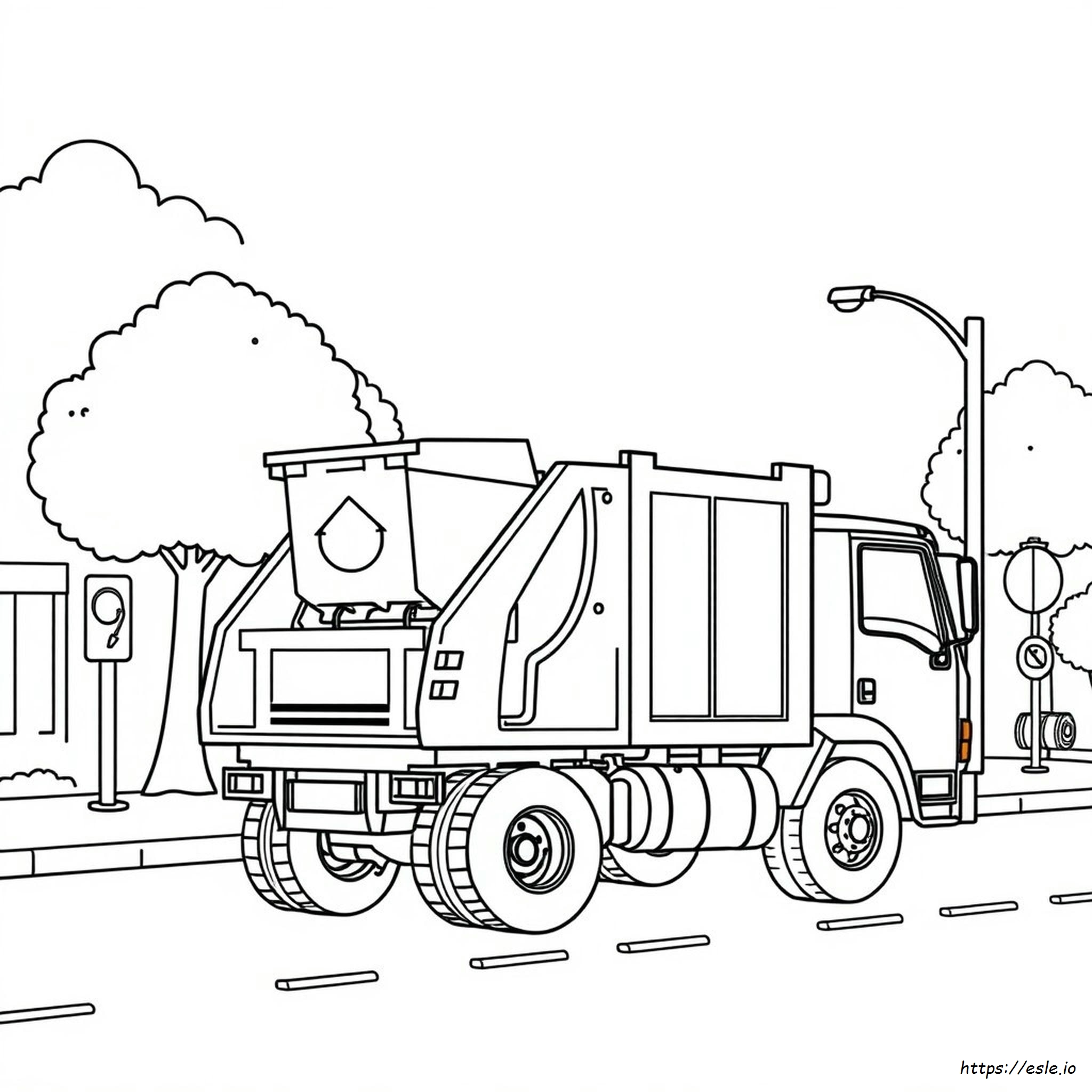 Simple Garbage Truck Coloring Page