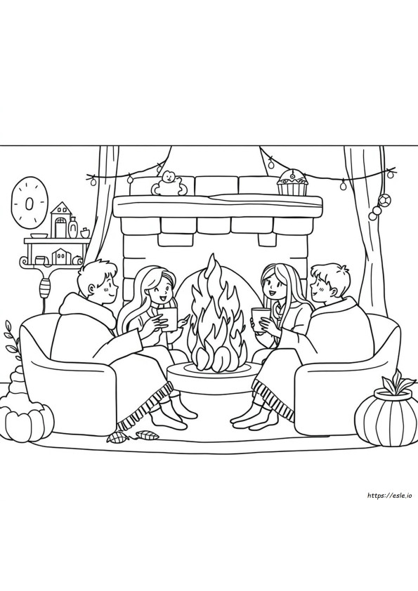 Hygge Cozy Friends Coloring Pages