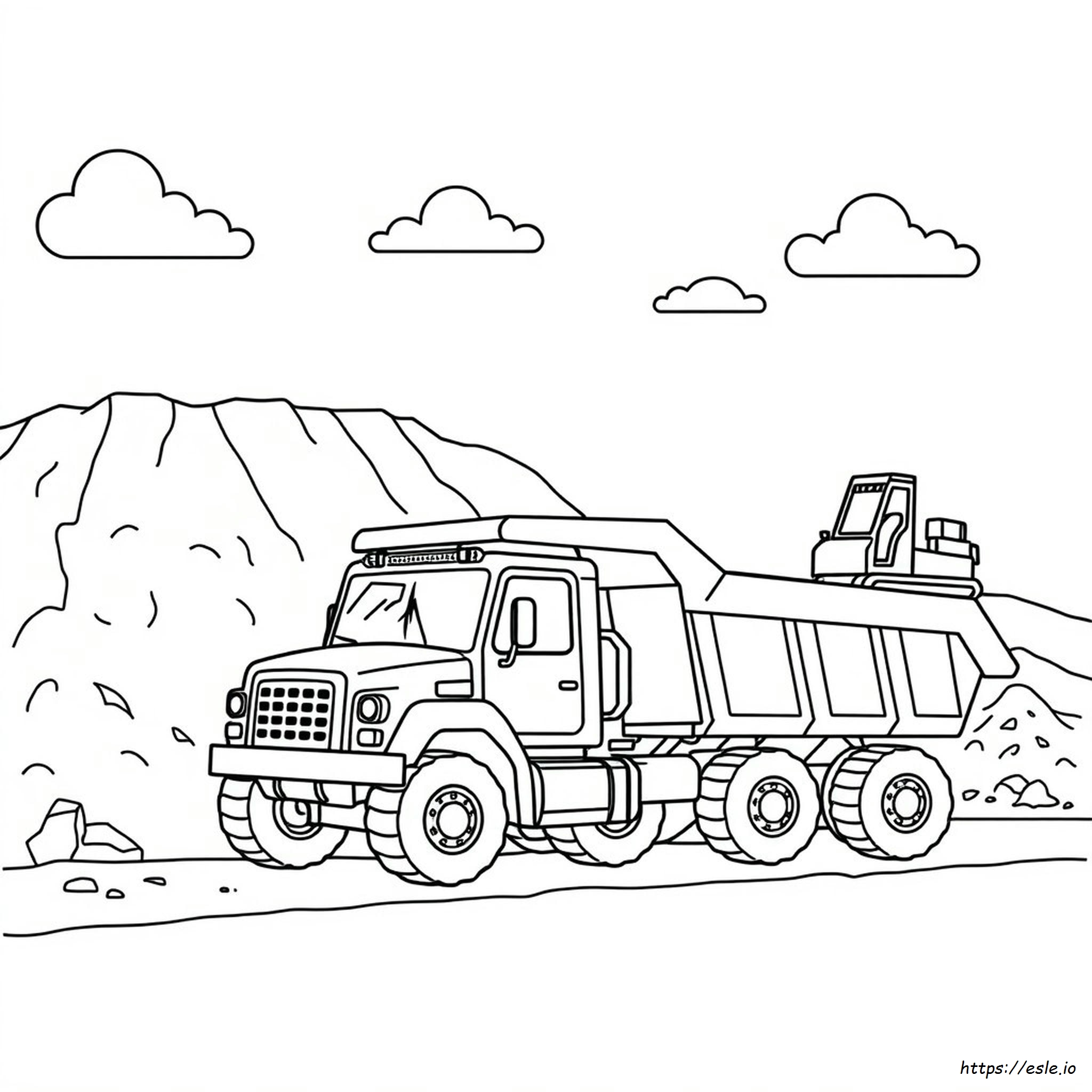 Coloriage Pelleteuse Et Camion Benne