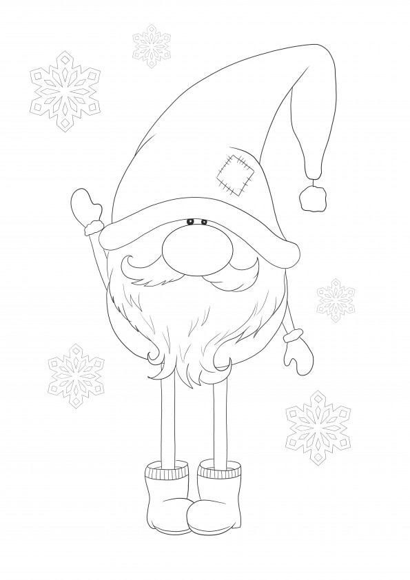 Leuke Elf die de winter verwelkomt, gratis te downloaden en in te kleuren voor kinderen