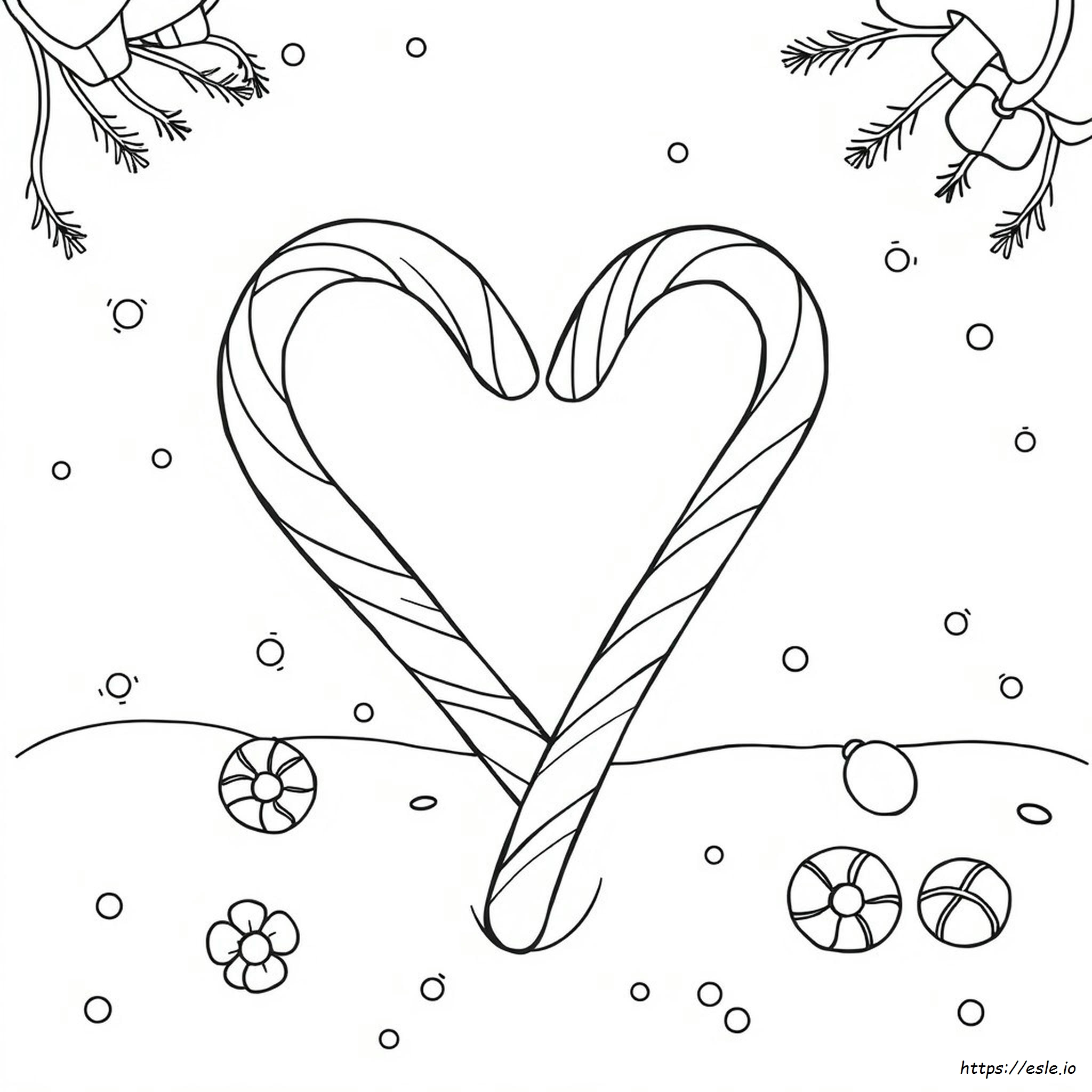 Candy Cane Heart Coloring Page