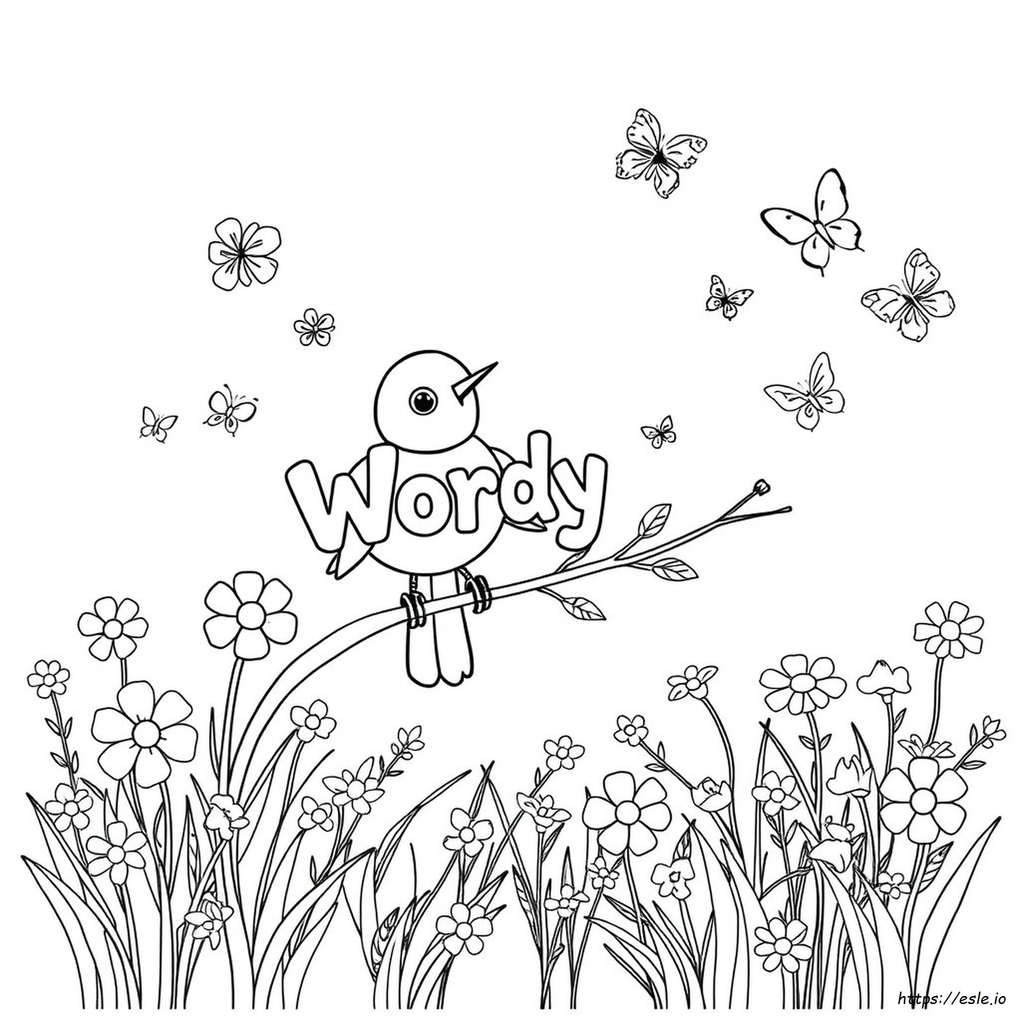Wordy Birdy Coloring Page