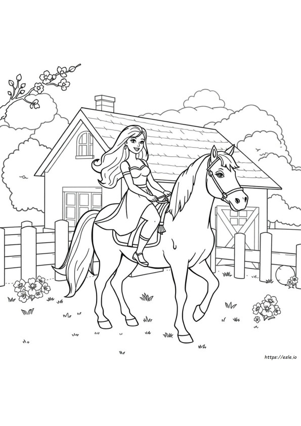 Barbie Horse Colouring Pages