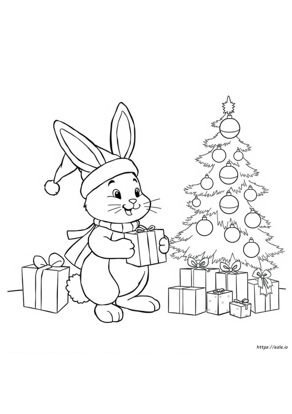 Christmas Bunny Coloring Sheet