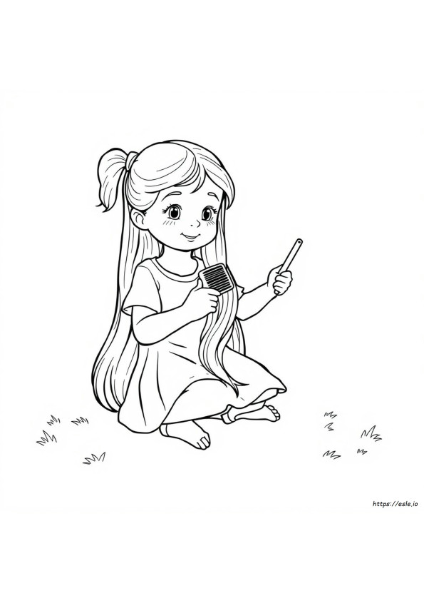 Brushing Hair Comb Hair Coloring Page