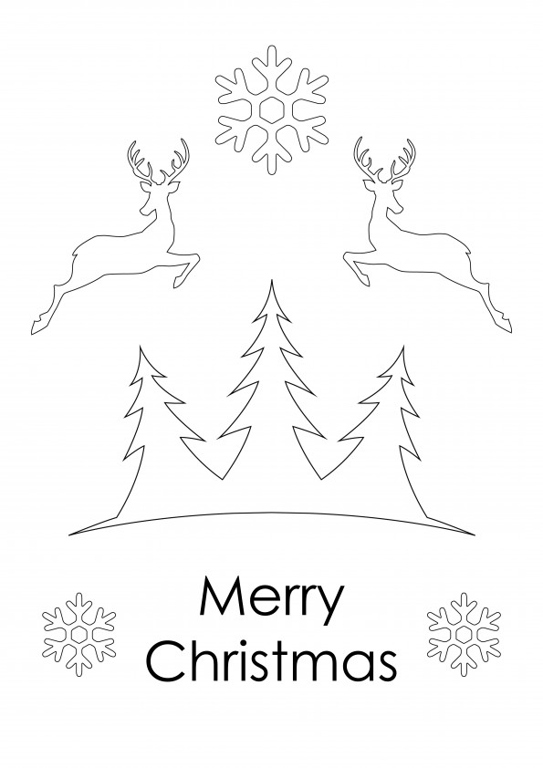 Merry Xmas -kortti ilmainen painatukseen ja väritykseen lapsille