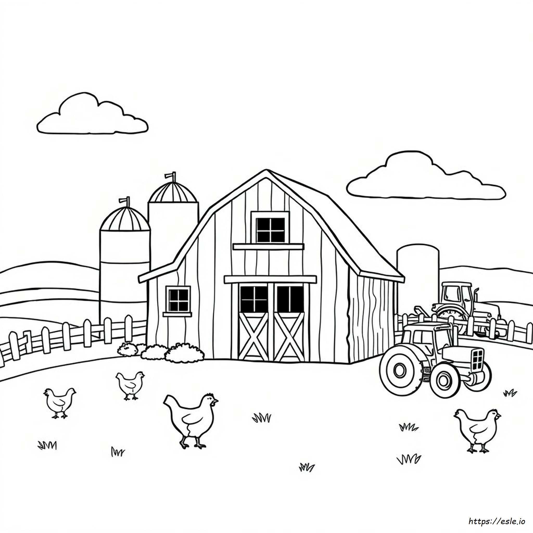 Barn House Coloring Page