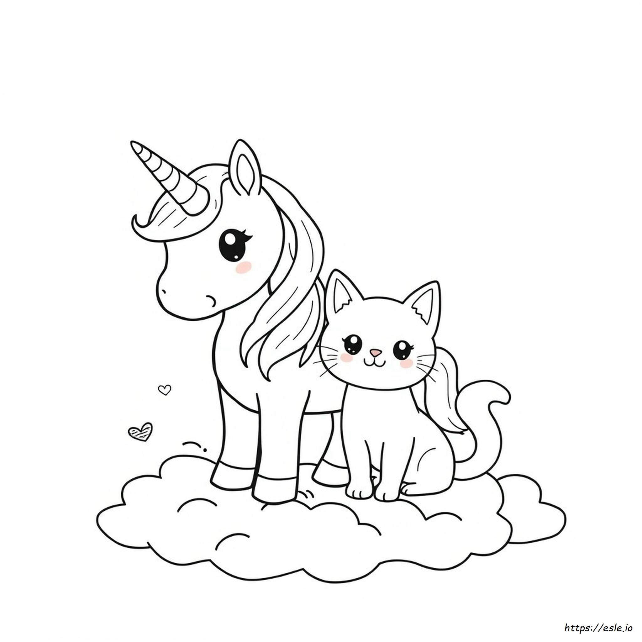Unicorn Kawaii Cat Coloring Pages