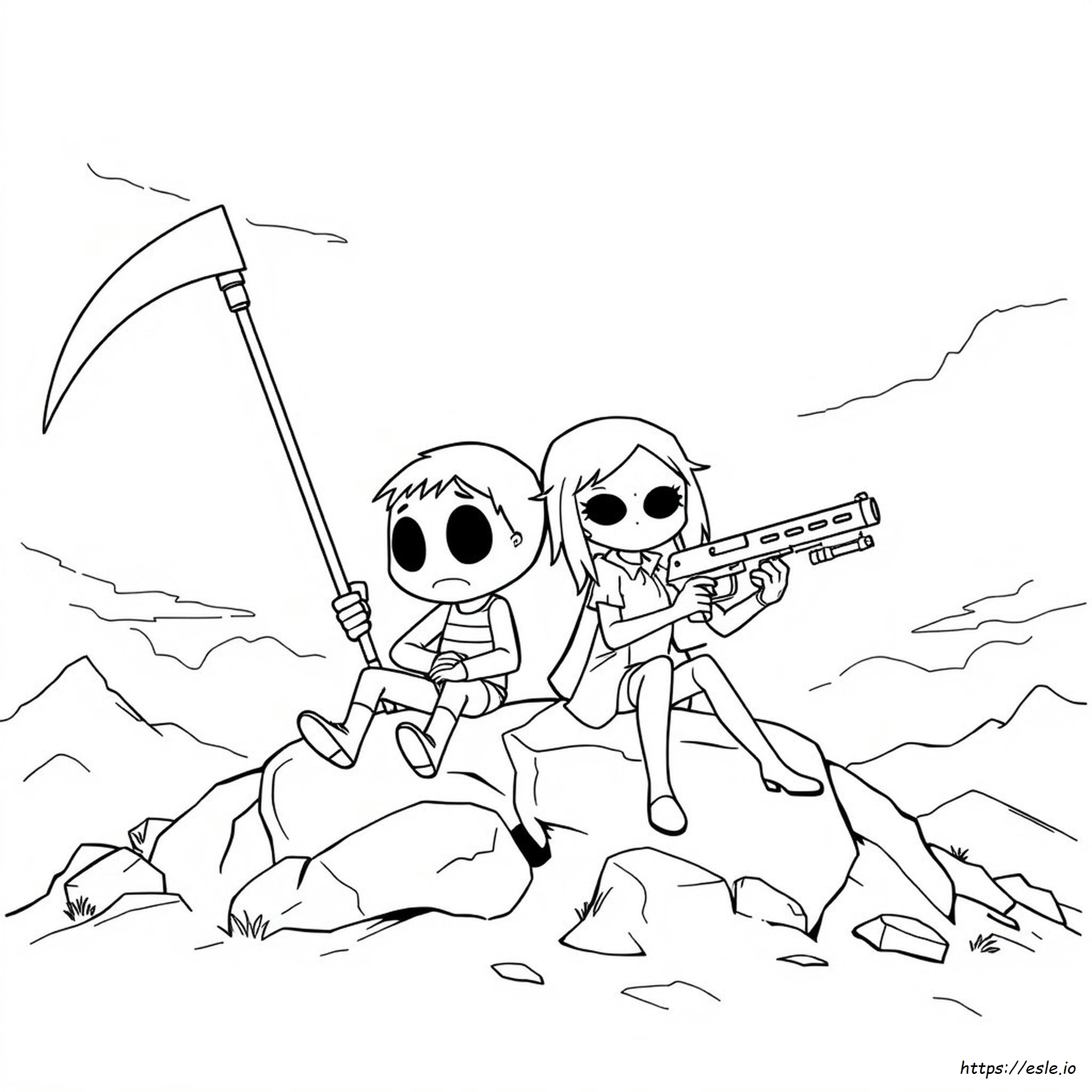 Halaman Mewarnai Petualangan Grim Billy Dan Mandy