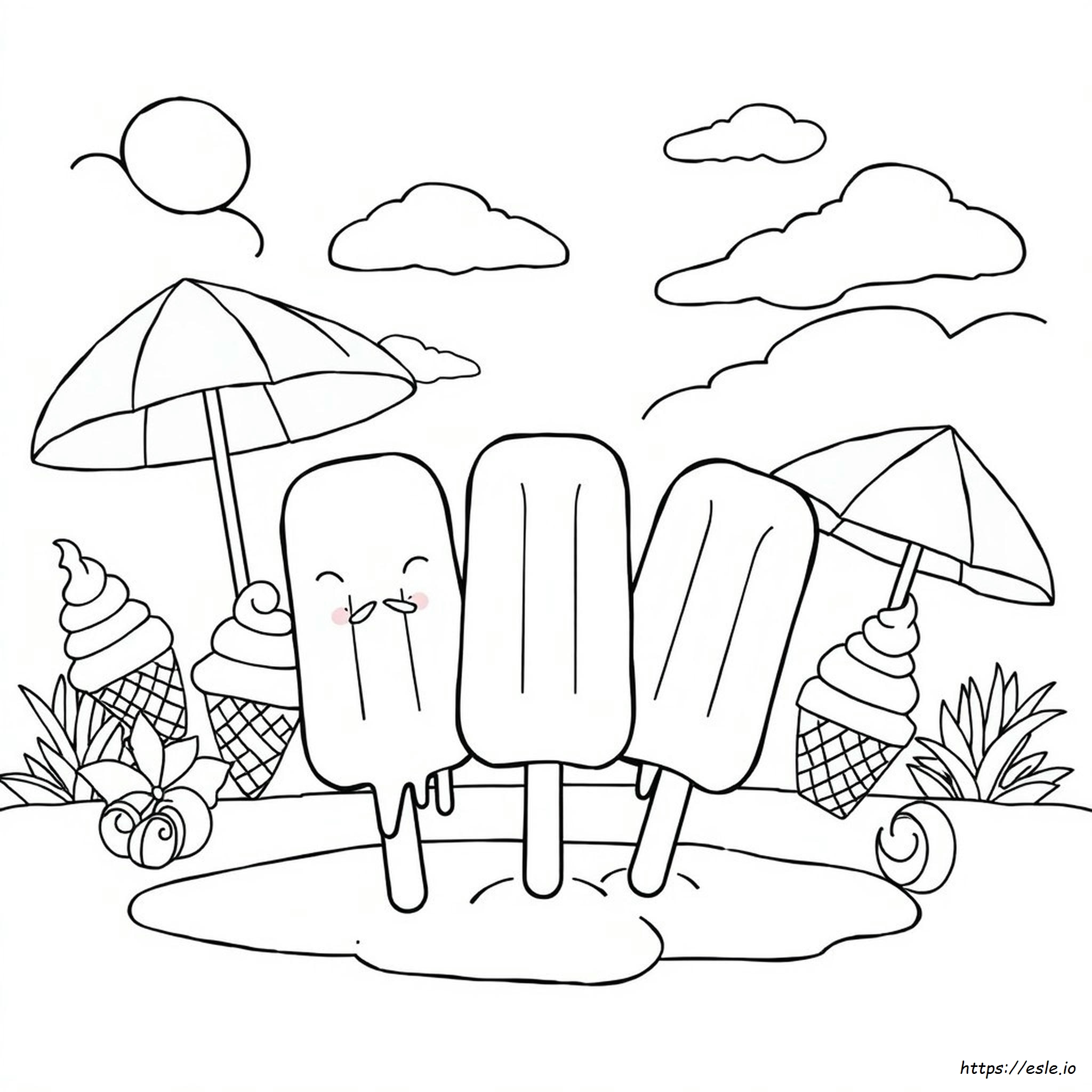Summer Popsicle Coloring Page