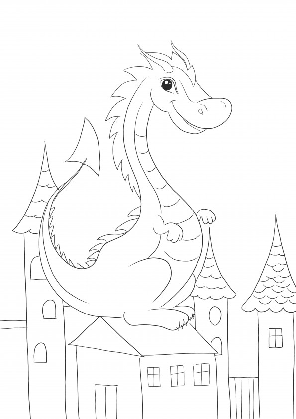 Cute dragon to print and color for free for kids of all ages