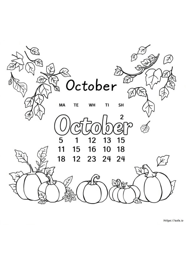 October 2024 Calendar Coloring Page