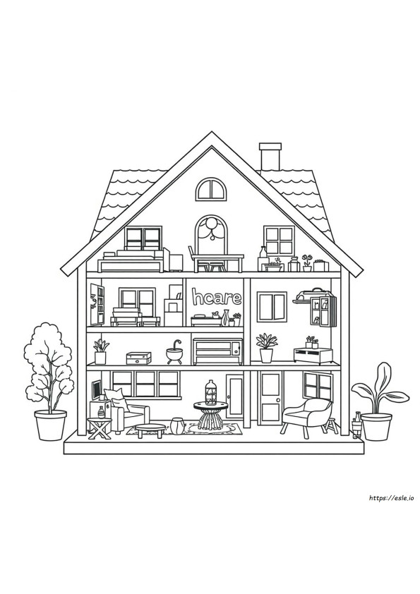 Detailed Dollhouse Coloring Pages