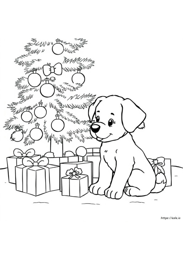 Realistic Christmas Puppy Coloring Pages