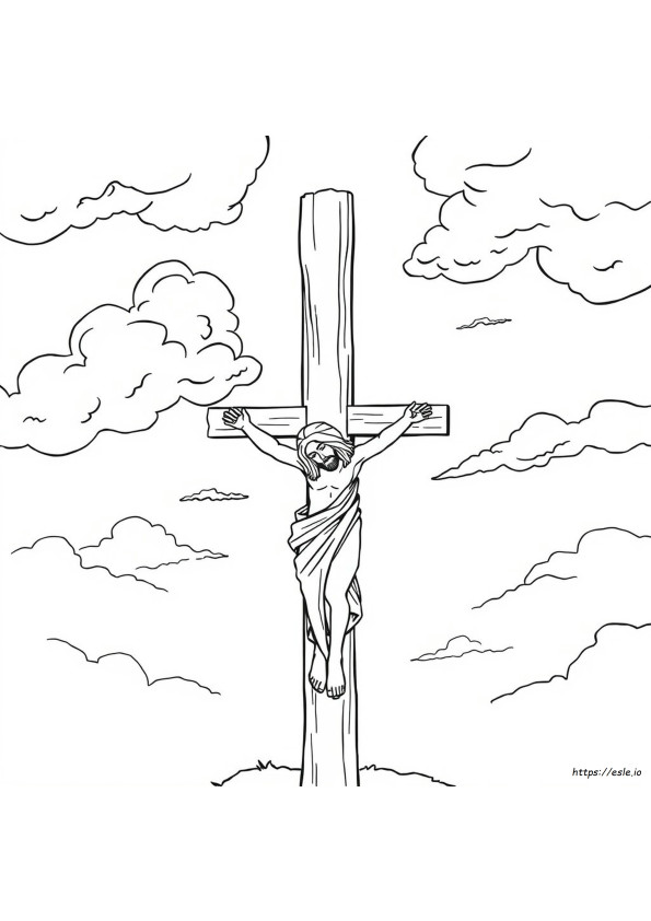 Jezus Sterft Aan Het Kruis Kleurplaat