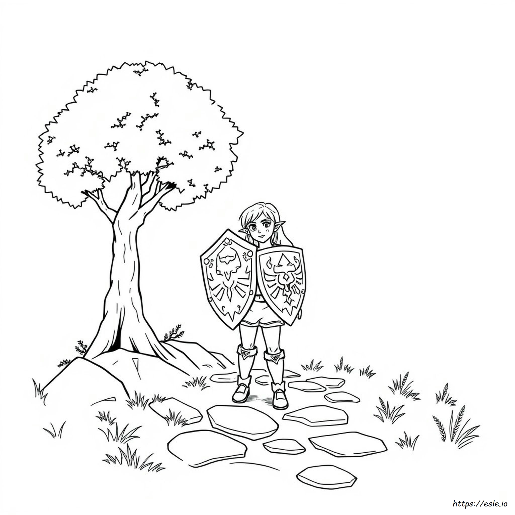 Zelda Shield Coloring Page