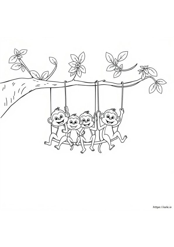 Coloriage Cinq Petits Singes