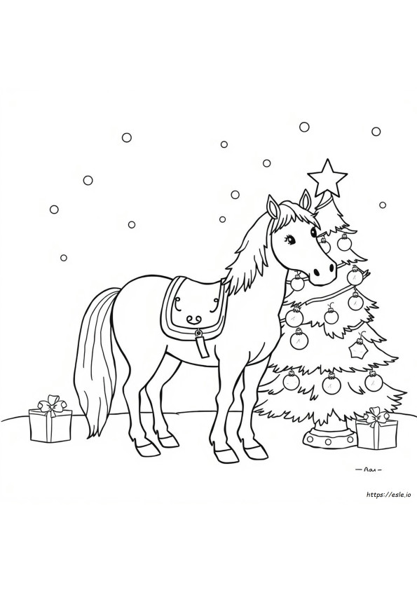 Horse Christmas Colouring Pages
