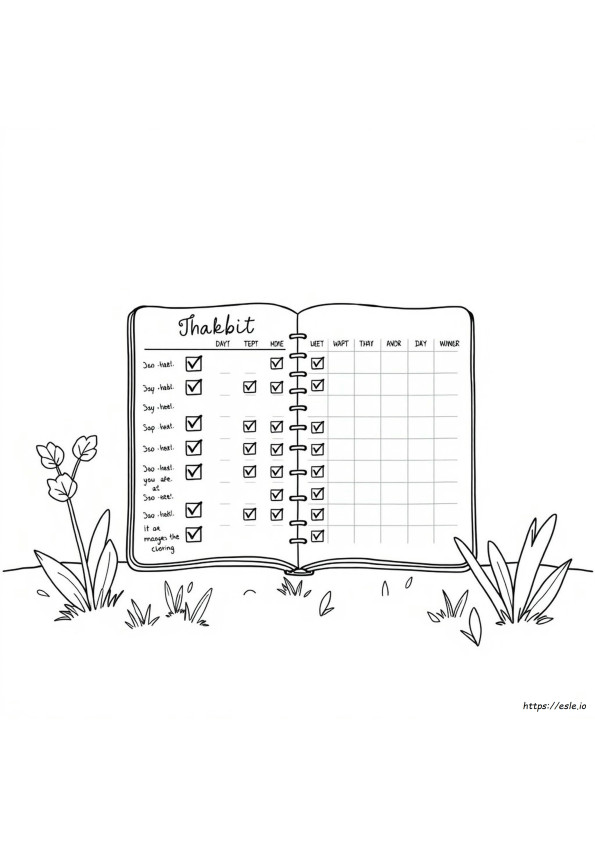 Pagina Da Colorare Gratuita Dell'habit Tracker