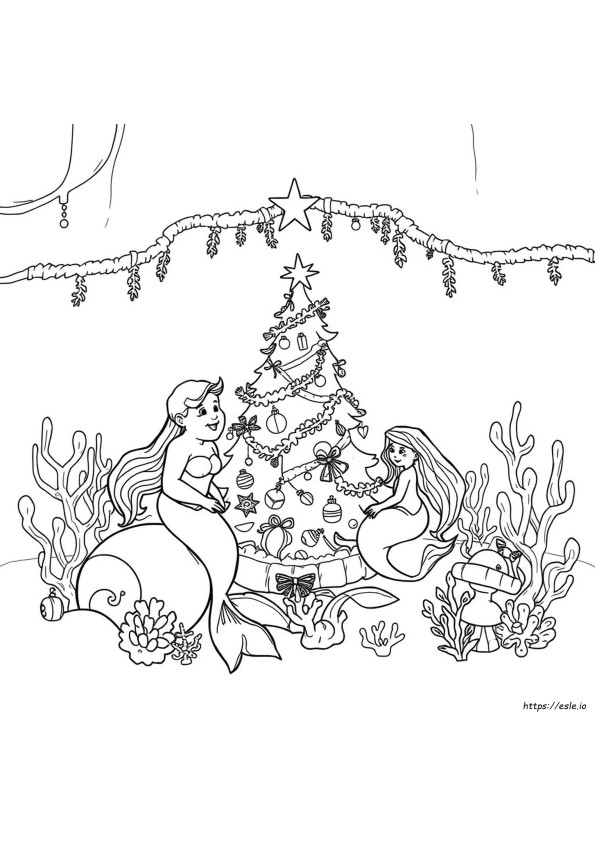 Mermaid Christmas Coloring