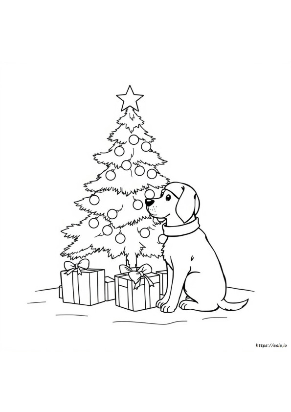 Christmas Dog Coloring Sheet
