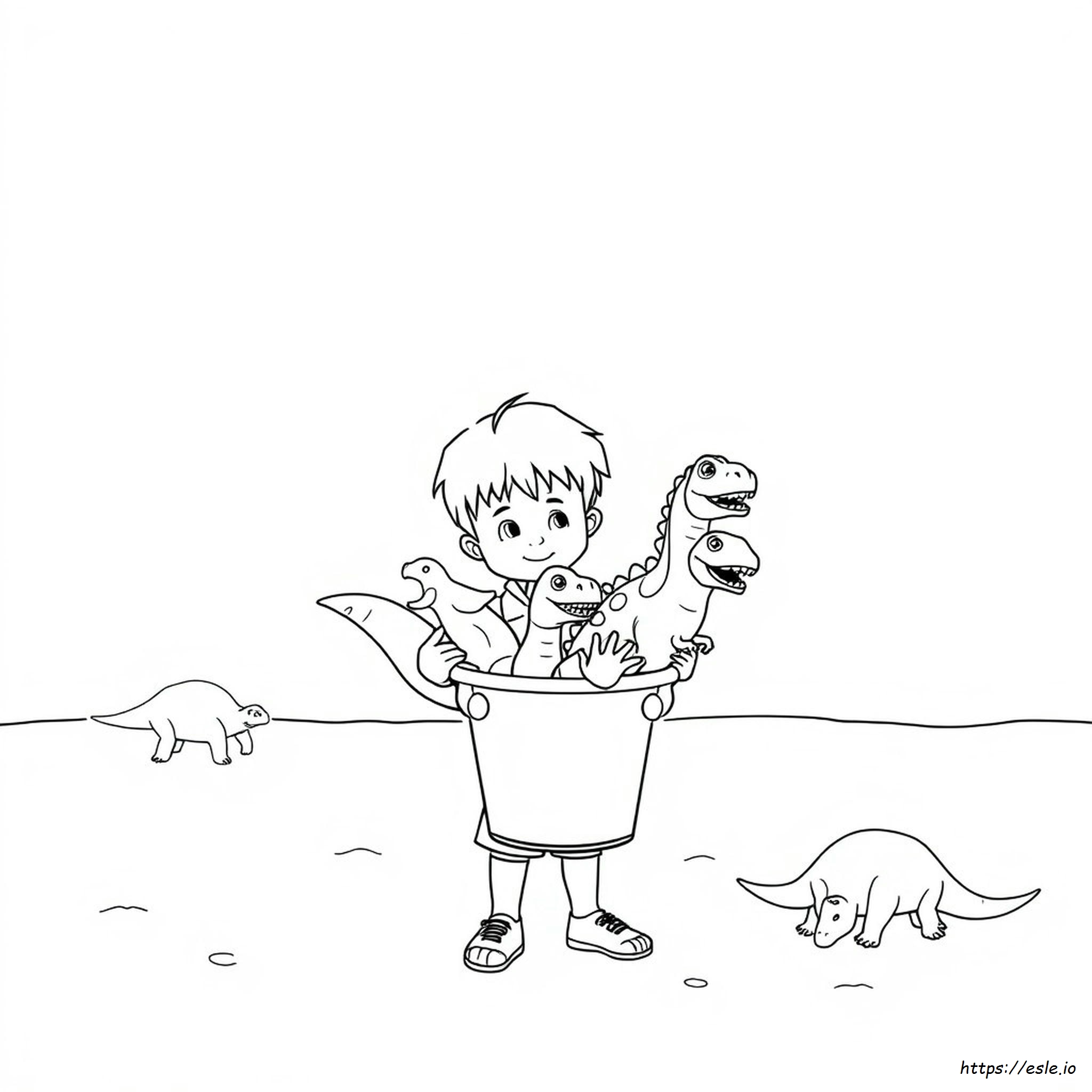 Coloriages Harry Et Son Seau De Dinosaures