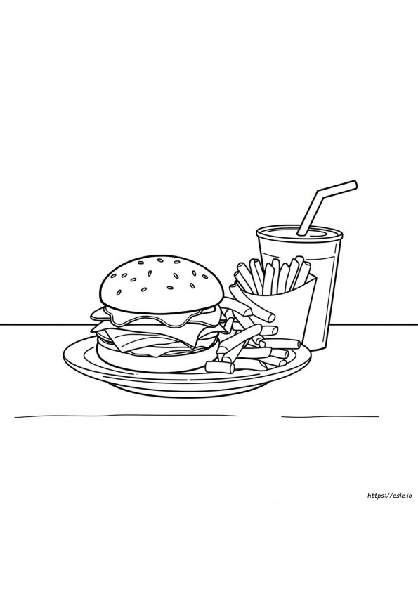 Burger És Sült Krumpli Színező