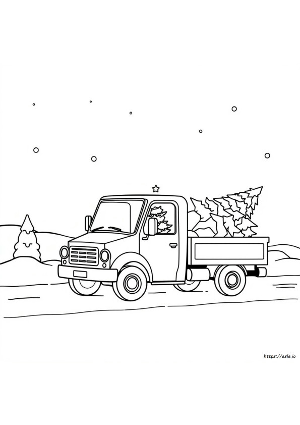 Truck With Christmas Tree Coloring Page
