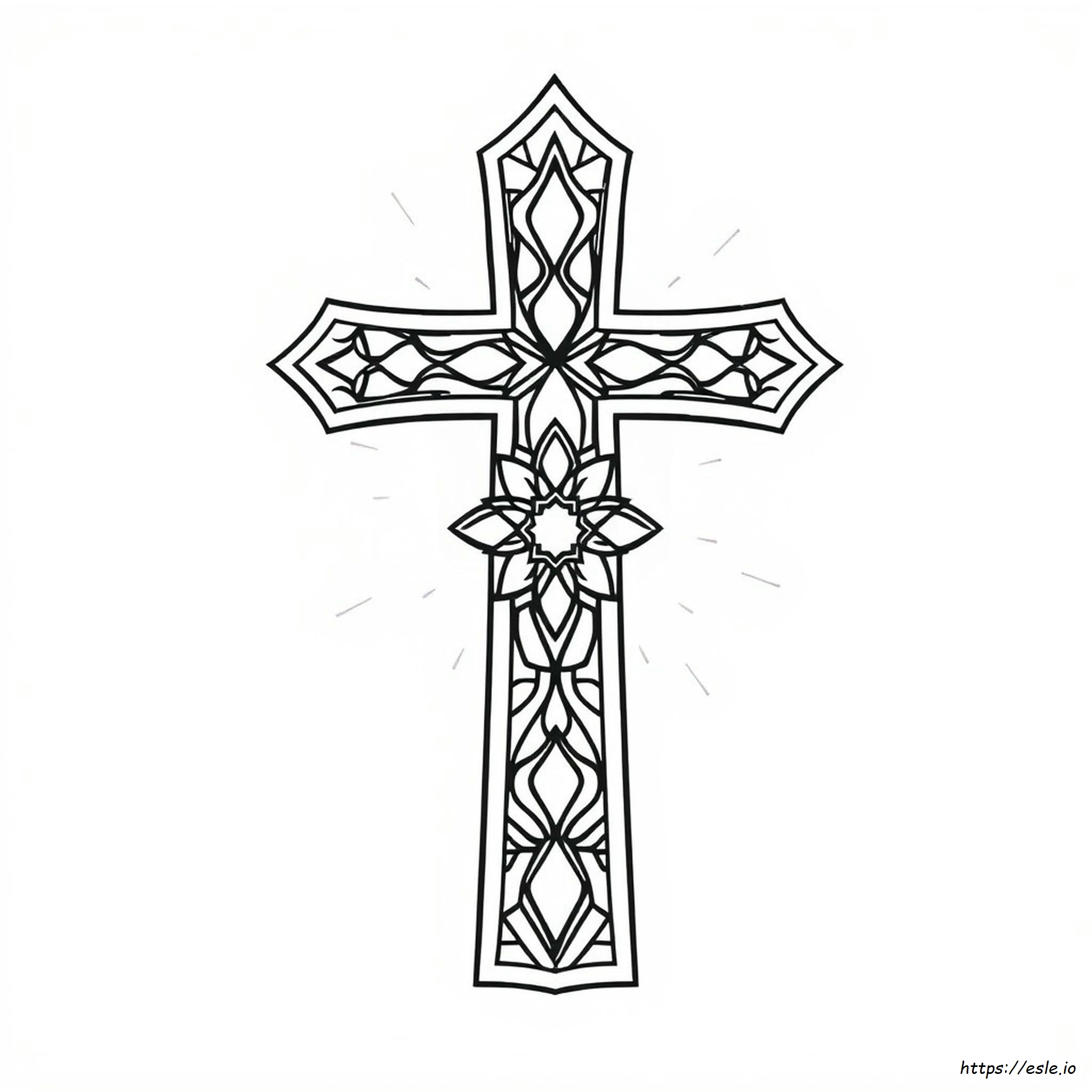 Stained Glass Cross Coloring Page