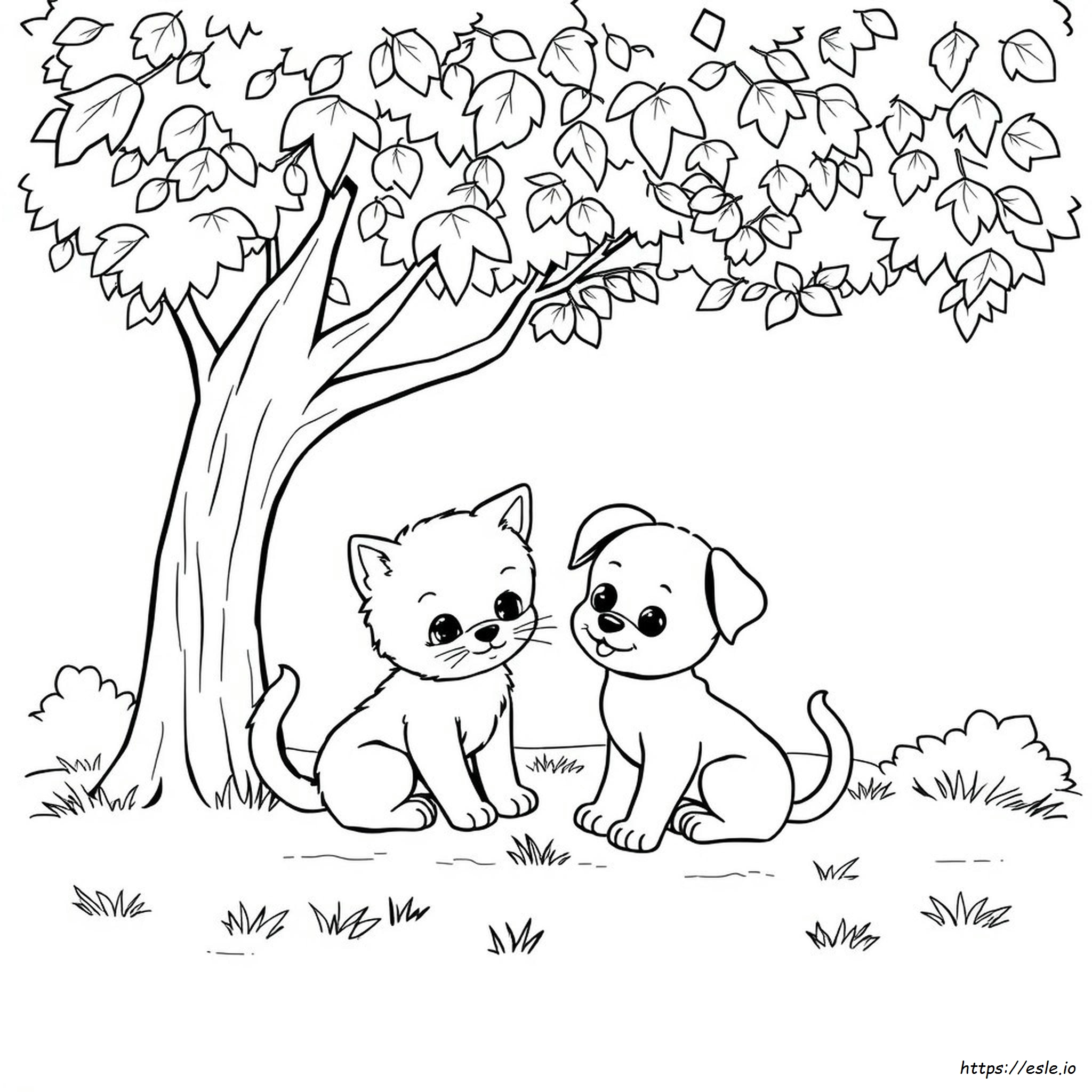 Gambar Mewarnai Kucing Dan Anjing