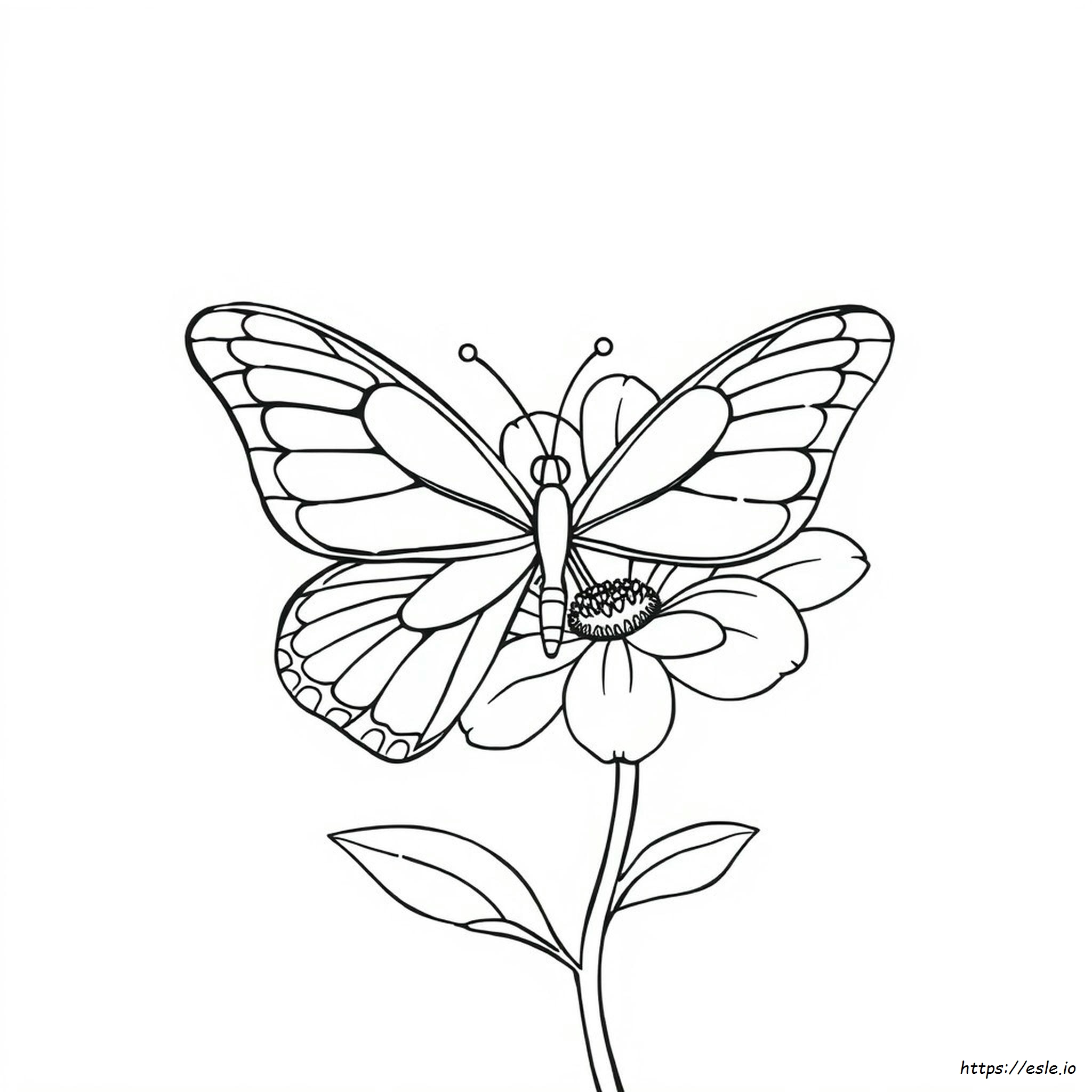 Half Butterfly Half Flower Coloring Page