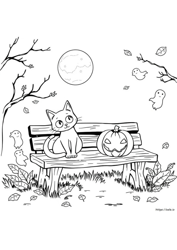 Gato De Halloween Para Colorear